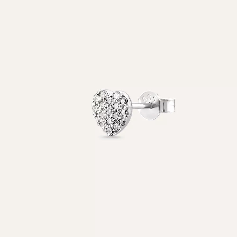 Eros  Pırlanta Taşlı Beyaz Altın Tek Küpe