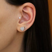 Eros  Pırlanta Taşlı Beyaz Altın Tek Küpe