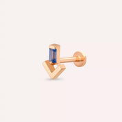 Lumi Blue Safir Taşlı Rose Altın Piercing