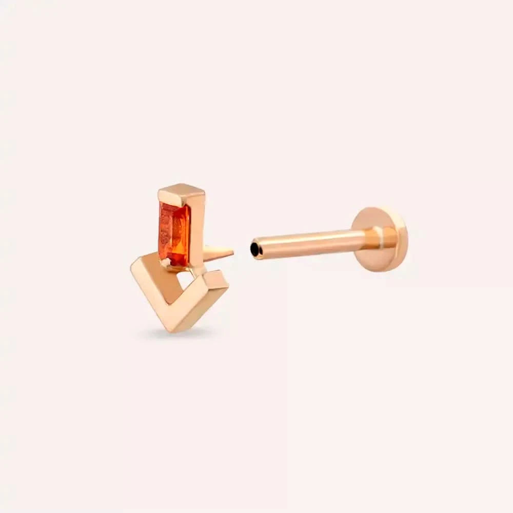 Lumi Orange Safir Taşlı Rose Altın Piercing