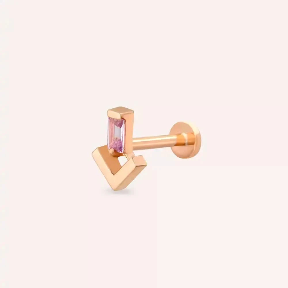 Lumi Pink Safir Taşlı Rose Gold Piercing