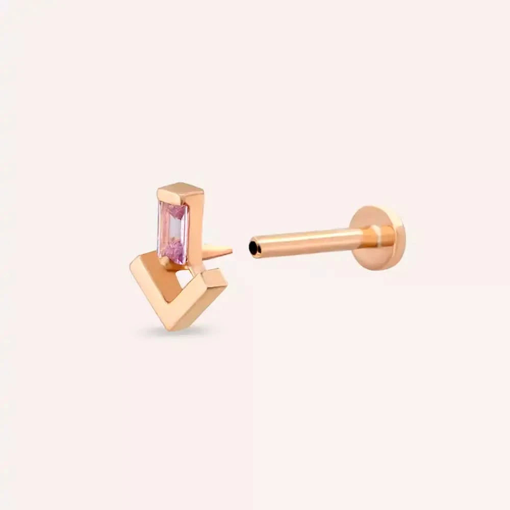 Lumi Pink Safir Taşlı Rose Gold Piercing
