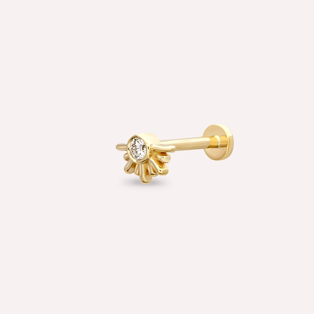 Lumos Pırlanta Taşlı Sarı Altın Piercing
