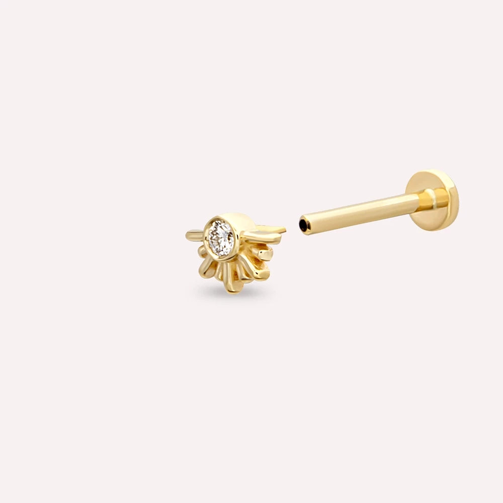 Lumos Pırlanta Taşlı Sarı Altın Piercing