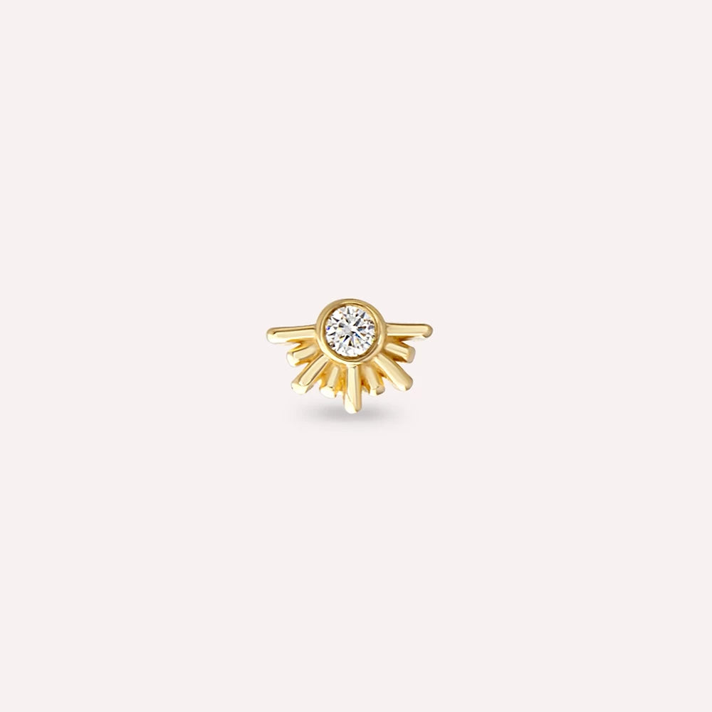 Lumos Pırlanta Taşlı Sarı Altın Piercing