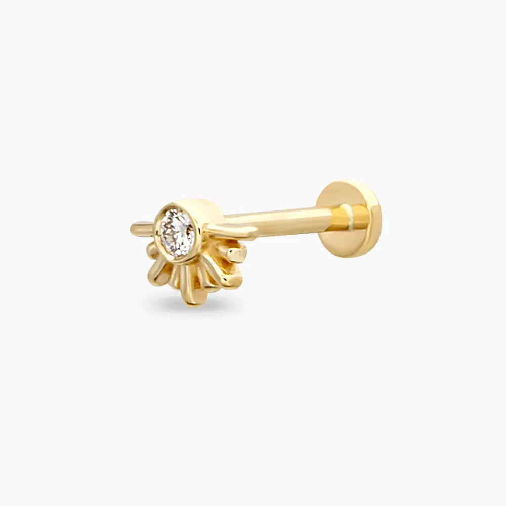 Lumos Pırlanta Taşlı Sarı Altın Piercing