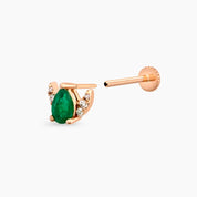 Lunar 0.25 CT Zümrüt ve Pırlanta Taşlı Rose Altın Piercing