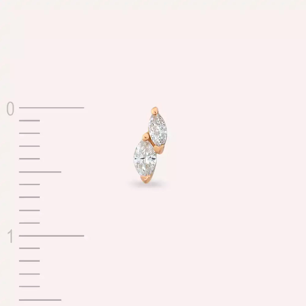 Lunes Pırlanta Taşlı Rose Altın Tek Küpe