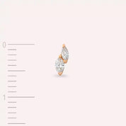 Lunes Pırlanta Taşlı Rose Altın Tek Küpe