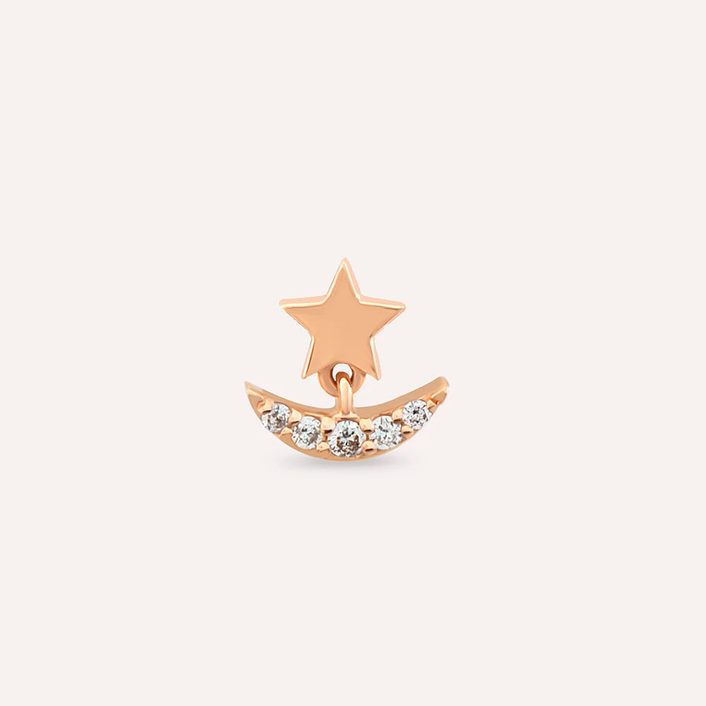 Luster Pırlanta Taşlı Rose Altın Piercing