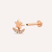 Luster Pırlanta Taşlı Rose Altın Piercing