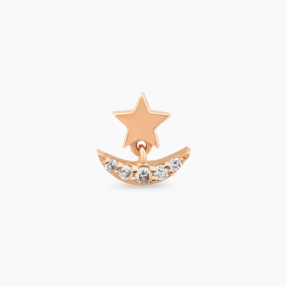 Luster Pırlanta Taşlı Rose Altın Piercing