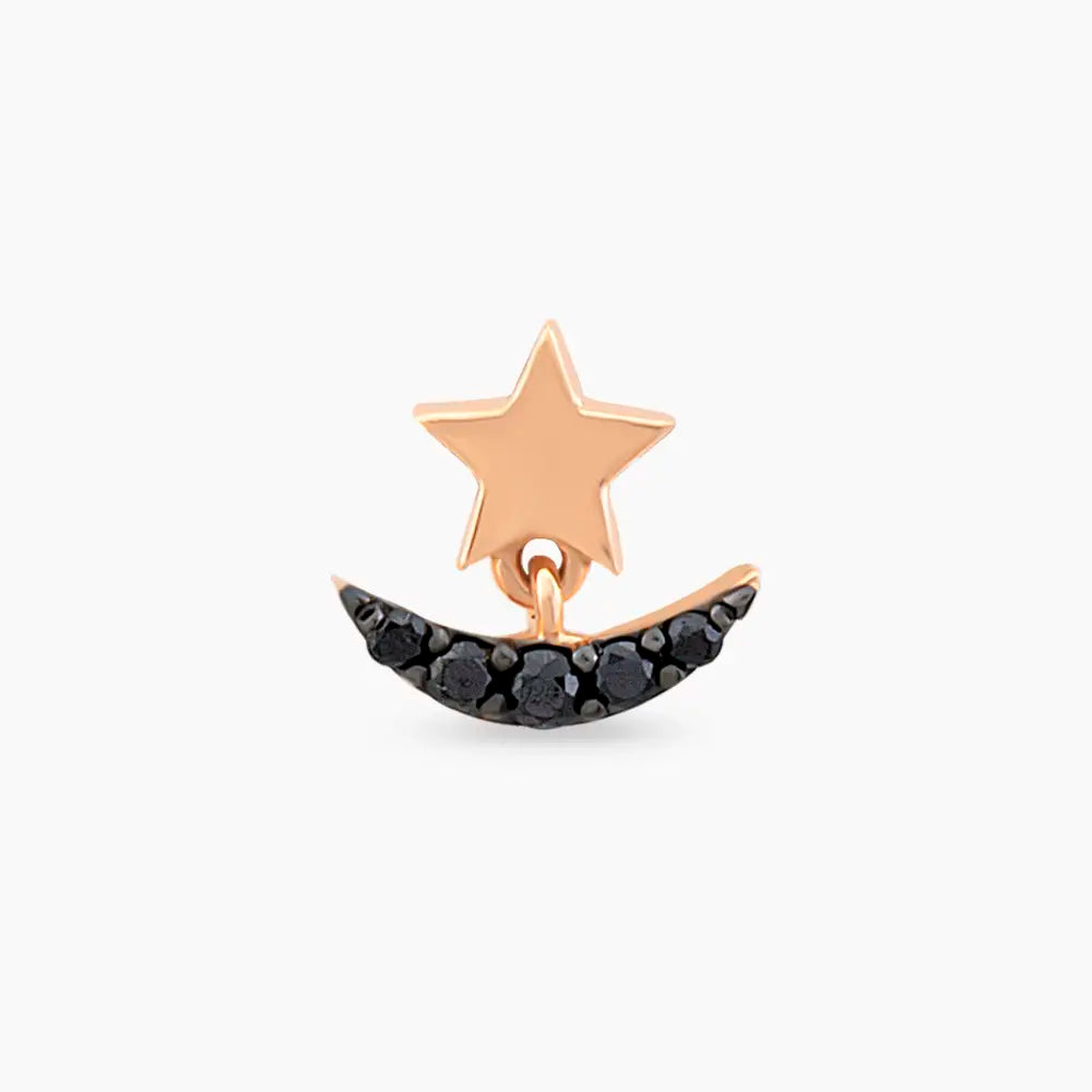Luster Siyah Pırlanta Taşlı Rose Altın Piercing