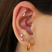 Lyra Yakut Taşlı Rose Altın Halka Piercing