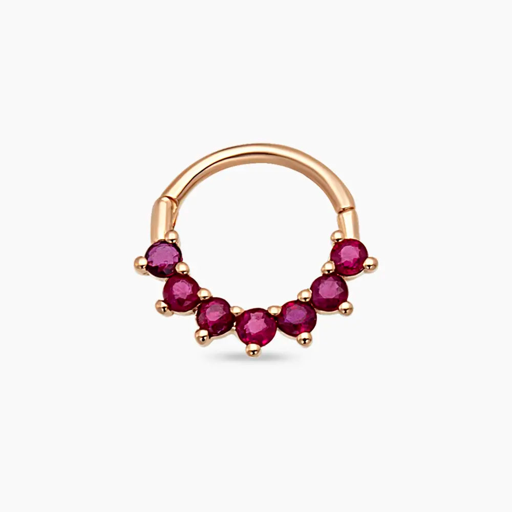 Lyra Yakut Taşlı Rose Altın Halka Piercing