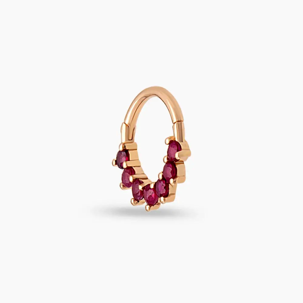 Lyra Yakut Taşlı Rose Altın Halka Piercing