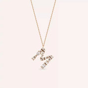 M Harf 0.83 CT Pırlanta Taşlı Rose Altın Kolye