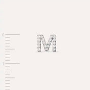 M Harf Pırlanta Taşlı Beyaz Altın Tek Küpe