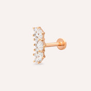 Maja Markiz Kesim Pırlanta Taşlı Rose Altın Piercing
