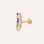Maja Multicolor Safir ve Pırlanta Taşlı Rose Altın Piercing