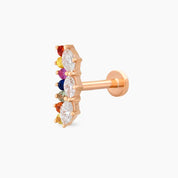 Maja Multicolor Safir ve Pırlanta Taşlı Rose Altın Piercing