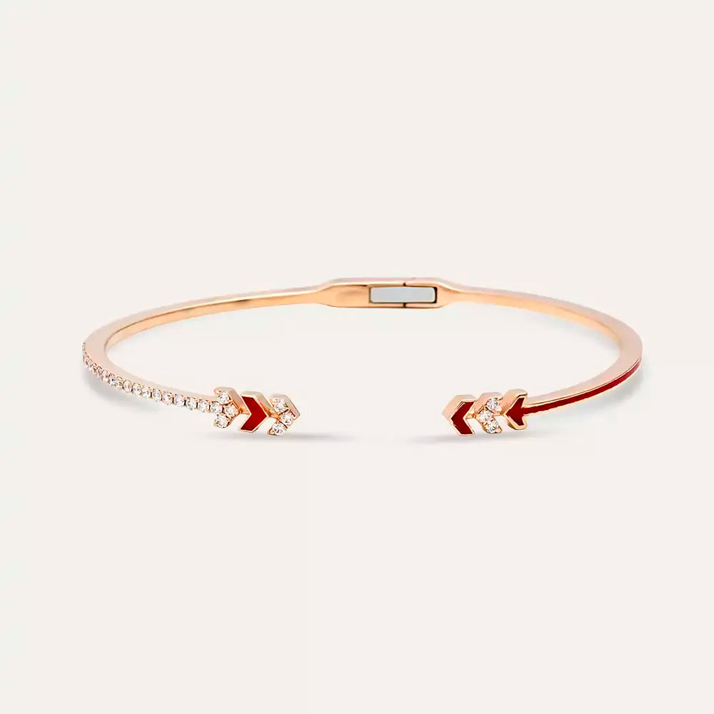 Malin Arrow Pırlanta Taşlı ve Kırmızı Mineli Bilezik