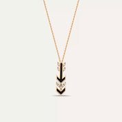 Malin Arrow Pırlanta Taşlı ve Siyah Mineli Rose Altın Kolye