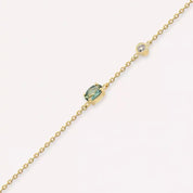 Marea Green Safir ve Pırlanta Taşlı Sarı Altın Bileklik