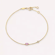 Marea Pink Safir ve Pırlanta Taşlı Sarı Altın Bileklik