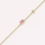 Marea Pink Safir ve Pırlanta Taşlı Sarı Altın Bileklik