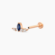 Marin Blue Safir ve Pırlanta Taşlı Rose Altın Piercing
