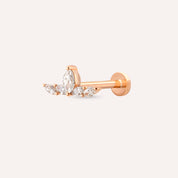 Marin Markiz Kesim Pırlanta Taşlı Rose Altın Piercing