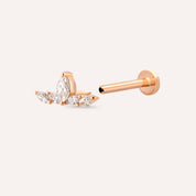 Marin Markiz Kesim Pırlanta Taşlı Rose Altın Piercing