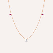 Mary 0.53 CT Yakut ve Pırlanta Taşlı Rose Altın Kolye