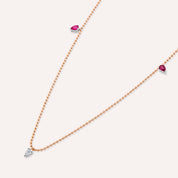 Mary 0.53 CT Yakut ve Pırlanta Taşlı Rose Altın Kolye