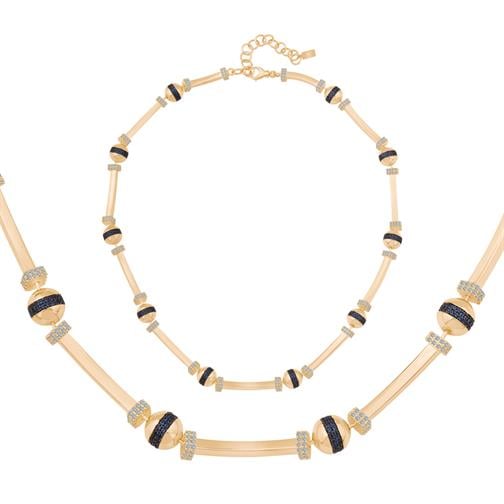 Mavi Taşlı Top Silindir Kolye