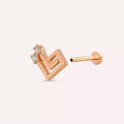 Maze Pırlanta Taşlı Rose Altın Piercing