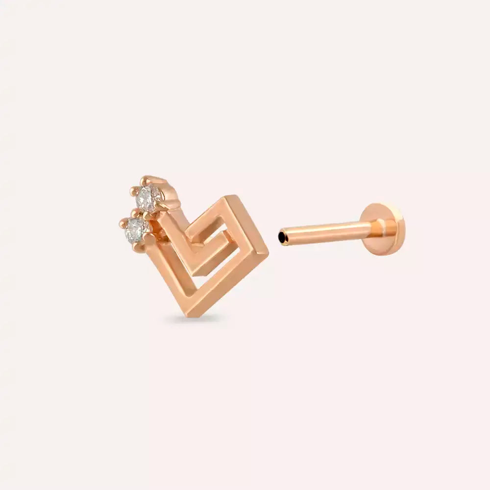 Maze Pırlanta Taşlı Rose Altın Piercing