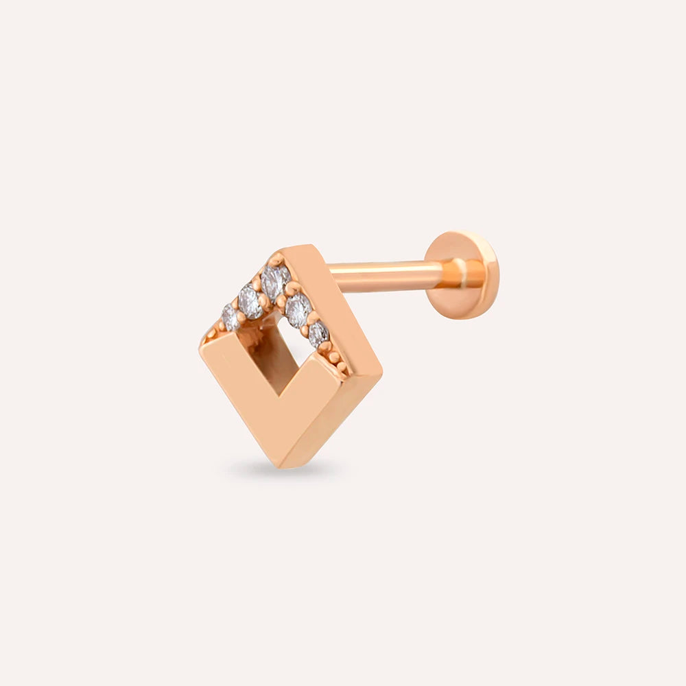 Meja Pırlanta Taşlı Rose Altın Piercing