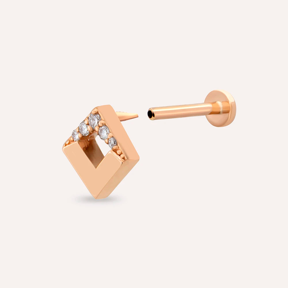 Meja Pırlanta Taşlı Rose Altın Piercing
