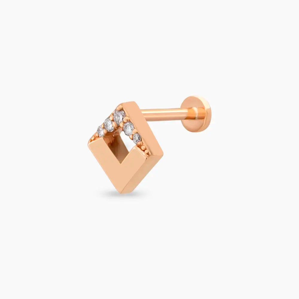 Meja Pırlanta Taşlı Rose Altın Piercing