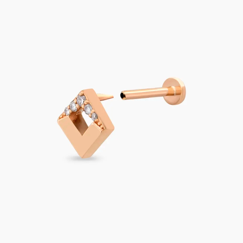 Meja Pırlanta Taşlı Rose Altın Piercing