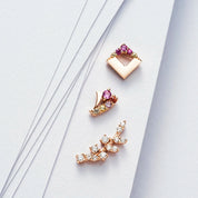 Meja Yellow ve Pink Safir Taşlı Rose Altın Piercing