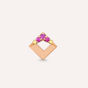 Meja Yellow ve Pink Safir Taşlı Rose Altın Piercing