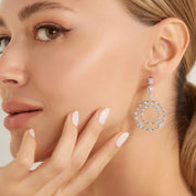 Mercury Pırlanta Taşlı Beyaz Altın Küpe