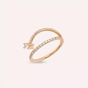 Meteoroid Baget Pırlanta Taşlı Rose Altın Yüzük