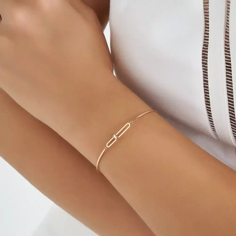 Mila Pırlanta Taşlı Rose Altın Bileklik