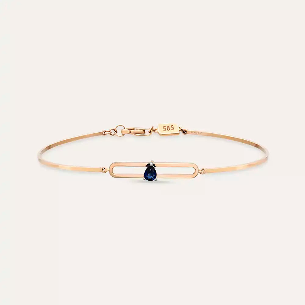 Mila Safir Taşlı Rose Altın Bileklik