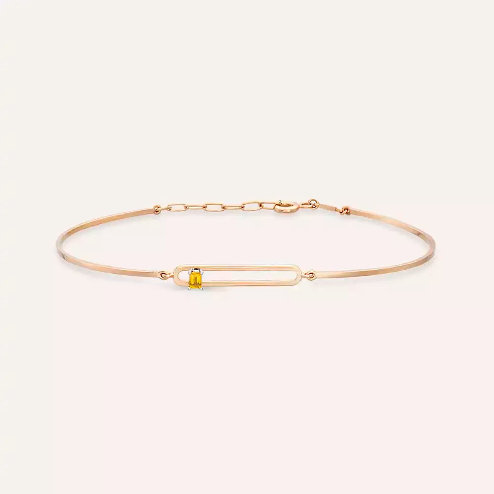 Mila Yellow Safir Taşlı Rose Altın Bileklik