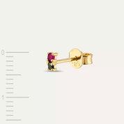 Mild Siyah Pırlanta ve Yakut Taşlı Mini Tek Küpe